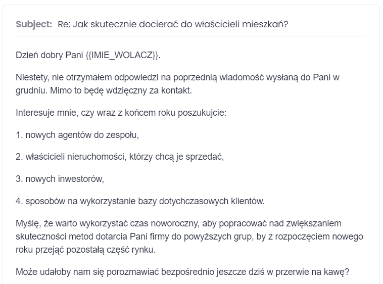 Cold mailing - skuteczne narzędzie sprzedaży B2B 4 follow up 2 nieruchomosci